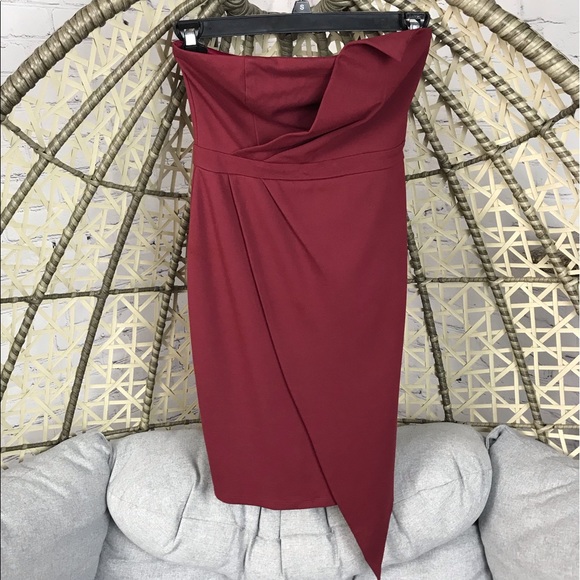 Lulus Strapless Bodycon Dress - Burgundy - Picture 2 of 8